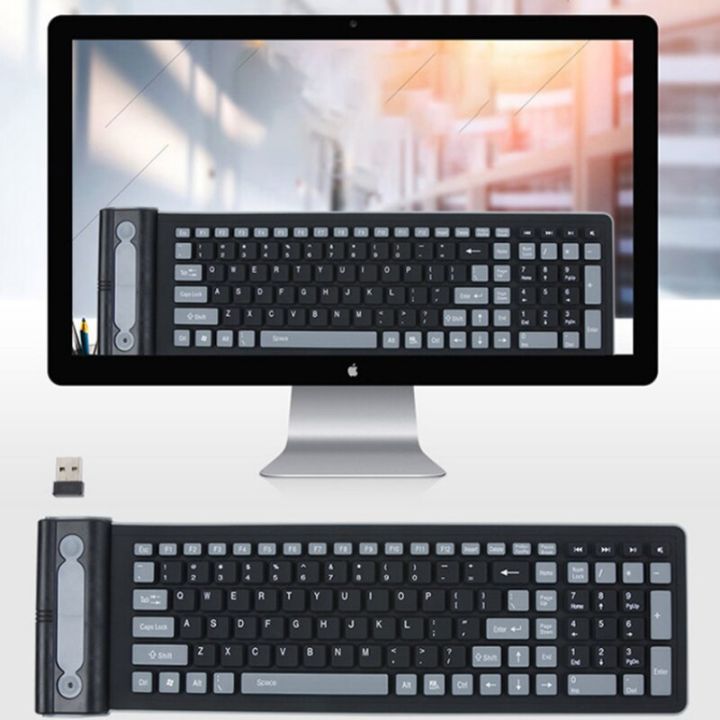 107-keys-keyboard-2-4g-wireless-keyboard-mini-mute-flexible-waterproof-laptop-keyboard-soft-silicone-foldable-computer-keyboard