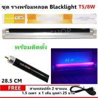 * แถมฟรี สายพ่วง 2 ช่อง ชุด รางพร้อมหลอด แบล็คไลท์ T5 8W  220V ขนาด 28.5CM พร้อมอุปกรณ์ยึดผนัง หลอดดักยุง สีดำ หลอดนีออน รุ่น F8T5  ดักแมลง แสงม่วง