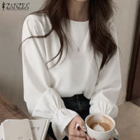 [เคลียร์สต๊อกขาย]Celmia ZANZEA เสื้อแขนยาวคอกลมทรงหลวมลำลองสำหรับผู้หญิงเสื้อแต่งระบายสง่างามเสื้อทำงานแฟชั่น OL#20