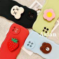 ITEL S23 Case Candy Color Transparent Matte Back Cover With 3D Cartoon Bracket