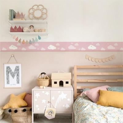 Funlife® Children Wall Border Kids Wall Stickers Nursery Watercolor Clouds Girls Self-Adhesive Babys Room Bedroom Home Decor