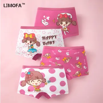 LJMOFA 4pcs Children Girl Underpants Briefs Cartoon Princess Kids