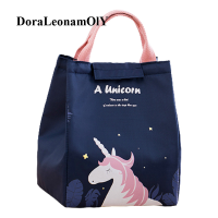 Portable Cute Cartoon Unicorn Lunch Bag Kids Adult Thermal Cooler Bag Insulated Waterproof Tote Picnic Business Bento Pouch