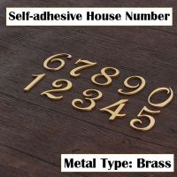 【LZ】♗✎✟  Modern Brass House Numbers Stickers For Apartment Metal Self Adhesive Doorplate Door Plaque Number Mailbox Address Street Signs