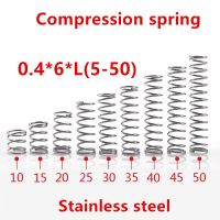 สปริงการบีบอัดขนาดเล็กสเตนเลสสตีล,สปริงขนาดชิ้น/ล็อตมม. 50 0.4*6*5/10/15/20/25/30/35/40/45/50มม. สปริง0.4มม.