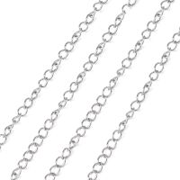 1Roll 304 Stainless Steel Curb Chains Twisted Chains with Spool Soldered Stainless Steel Color 4x3x0.6mm about 82.02 Feet(25m)/roll