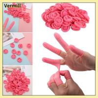 VERMILL 100/300PCS กันลื่น น้ำยาง แบบใช้แล้วทิ้ง ถุงมือยาง ปลอกนิ้ว เตียงเด็ก ถุงมือป้องกันปลายนิ้ว