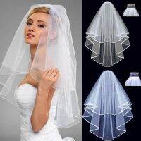 1Pc Simple Short Tulle Wedding Veils Two Layer With Comb White Ivory Bridal Veil for Bride for Marriage Wedding Accessories Hair Accessories