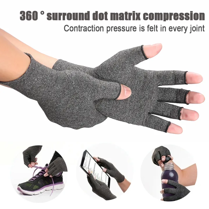 1 Pair Open Fingers Compression Arthritis Gloves Joint Pain Relief Wrist Guard Hand Protection