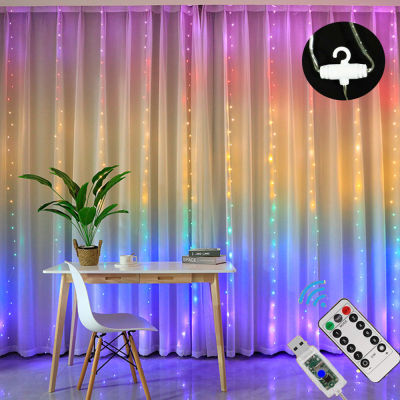 LED Curtain Fairy String Lights Wedding Party Fairy Garland Rainbow Lamp USB Remote Control Christmas Home Decor outdoor Garden