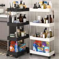 Rolling Livingroom Movable Slide Storage 3/4 Rack Storage Shelf Utility Kitchen Rack Shelf Organizer Tier Gap Slim Bathroom Cart Bathroom Counter Stor