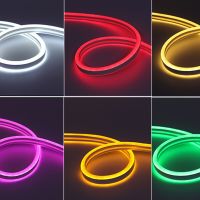 1-5M RGB Led Neon Strip Lights Flex Tape Waterproof Rope Silicon Tube Bar 6mm Narrow DIY Christmas Holiday Decoration Light 12V Ceiling Lights