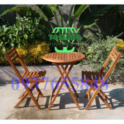 Bộ bàn 2 ghế Bistro gỗ tự nhiên chuyên làm bàn cafe ban công sân vườn