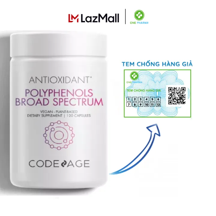 Viên chống nắng Codeage Polyphenols Broad Spectrum 120 Viên Lazada.vn