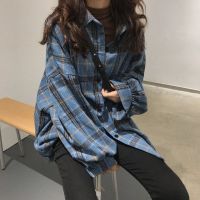 2021Women Shirt Plaid Female Blouse Long Sleeves Collared Shirt Tops Casual Outwear Lady Checked Top Loose Coat 2021 Spring Autumn