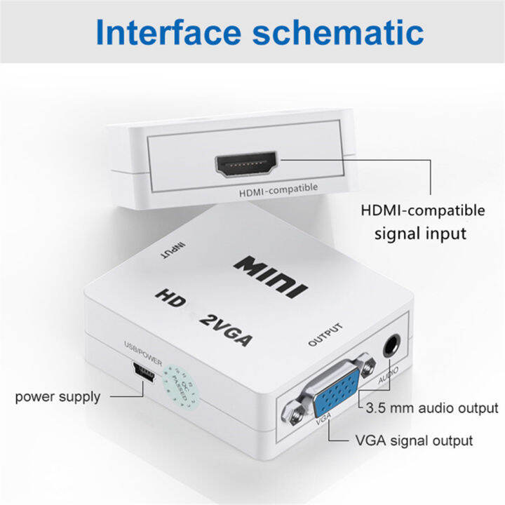 อะแดปเตอร์แปลง-hdmi-เป็น-vga-สำหรับโน้ตบุ๊ค-x360ดีวีดี-ps3พีซี-hd-1080p-วิดีโอเสียง-hdtv-โปรเจคเตอร์-vga2hdmi