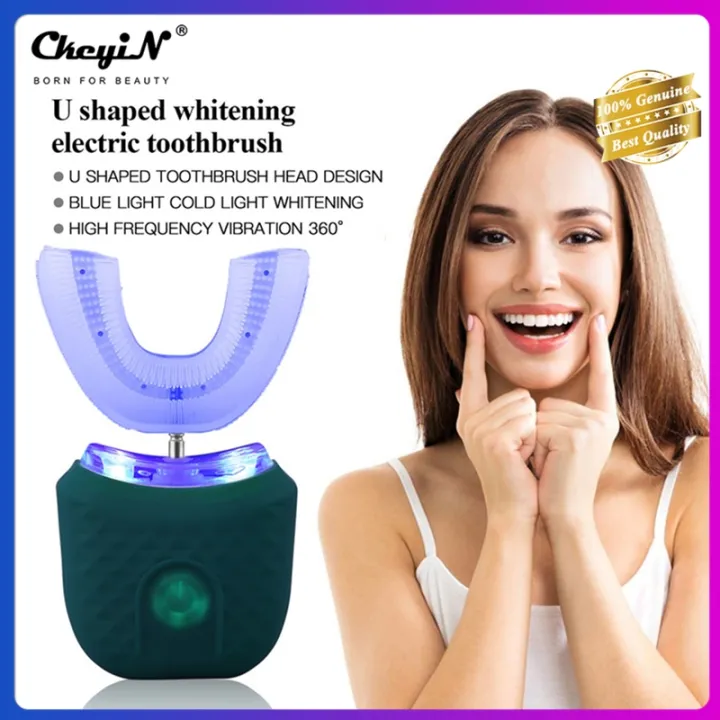 CkeyiN Adults Electric Toothbrush U-shaped Ultrasonic Vibration ...