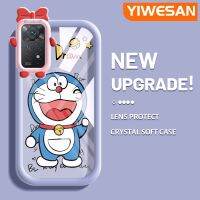 YIWESAN เคสสำหรับ Xiaomi Redmi Note 11 Pro Note 5G 11e เคสการ์ตูนรูปโดราเอมอนสีสันสดใสน่ารักกล้องมอนสเตอร์ตัวน้อยนิ่มสำหรับเลนส์กันกระแทกแบบใสเคสมือถือเคสป้องกันซิลิโคนสร้างสรรค์