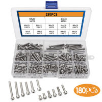 120180280Pcs Head Screw Hexagon Socket Head Cap Screws A2-70304Stainless Steel DIN912 M3 M4 M5 M6 M8 hex socket screw Kit Set