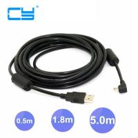 USB2.0 Male to Mini USB Left Right Angled 90 Degree Cable 50cm 180cm 5m for Camera MP4 Tablet PC and Mobile hard disk drive