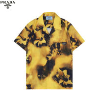 [Ready Stock] Original Prada Mens New Shirt Trend Casual Shirt Fashion Printed Short Sleeve Shirt