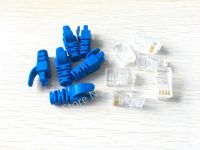 50 Sets RJ45 Cat5 Cat5e Modular Plug Network Connector w Blue Cap Boots Cables