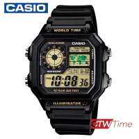 Casio นาฬิกาข้อมือผู้ชาย/ผู้หญิง สายยางเรซิ่น รุ่น AE-1200WH-1BVDF (สีดำ)