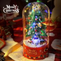 Snowy Christmas tree building blocks rotating music box Christmas gift assembly ornaments DIY building blocks Christmas gift toy