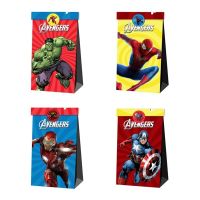 12pcs Disney Avengers Gift Bag Candy Bag Box Captain America Hulk Iron Man Spiderman Theme Candy Bag Kid Birthday Party Supplies Storage Boxes