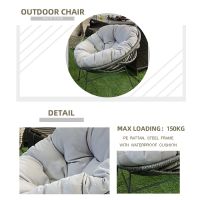 Chair outdoor with waterproof cushion 65x74x80 cm.- grey