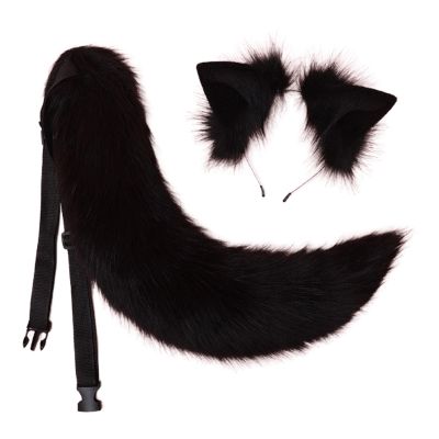 Lolita Headbands ขนยาวสัตว์แมวหู Headwear ชุดหางน่ารักผมห่วงสำหรับฮาโลวีนคอสเพลย์ Headpiece อุปกรณ์งานปาร์ตี้