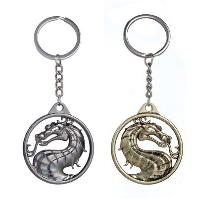 Fashion Vintage Charm Game Mortal Kombat Keychain Dragon Totem Alloy Keyring Holder Gift for Men Car Key Accessories