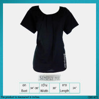 USED Simply Me - Black Pleated Top | เสื้อแขนสั้นสีดำ เสื้อพลีท เสื้อทำงาน ระบาย คอกลม ทรงใหญ่ สีพื้น ทำงาน มือสอง