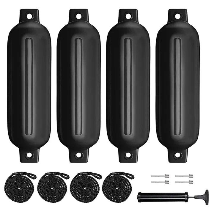 Boat Fenders 4 Pack 4.5x16 Inch Inflatable Ribbed Marine Boat Fender
