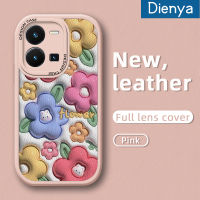 เคส Dienya สำหรับ Vivo เคส Y35เคสใส่โทรศัพท์หนังดีไซน์ใหม่รูปกระต่ายดอกไม้การ์ตูนเคสมือถือกันกระแทกซิลิโคนนิ่มป้องกันการตกพร้อมเคสป้องกันกล้องสำหรับเลนส์คลุมทั้งหมด