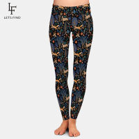 LETSFIND 3D Deer and Foxes In The Forest Print Women Warm High Waist Pant New Plus Size Fitness Slim Soft Stretch Leggings