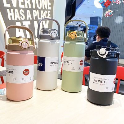 1L Stainless Steel Thermal Water Bottle Thermoses Vacuum Flask With Straw Tumbler Portable Cold Hot Drinks Thermos Cup FitnessTH