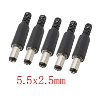 5/10Pcs DC Power Male Plug 5.5mm x 2.5mm Jack Adapter DC Plugs Solder Type Connector 5.5* 2.5mm For DIY Electronics Projects  Wires Leads Adapters