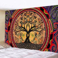 ☁♛♦ Creative tree tapestry psychedelic starry sky living room bedroom wall decoration mandala bohemian hippie home decoration