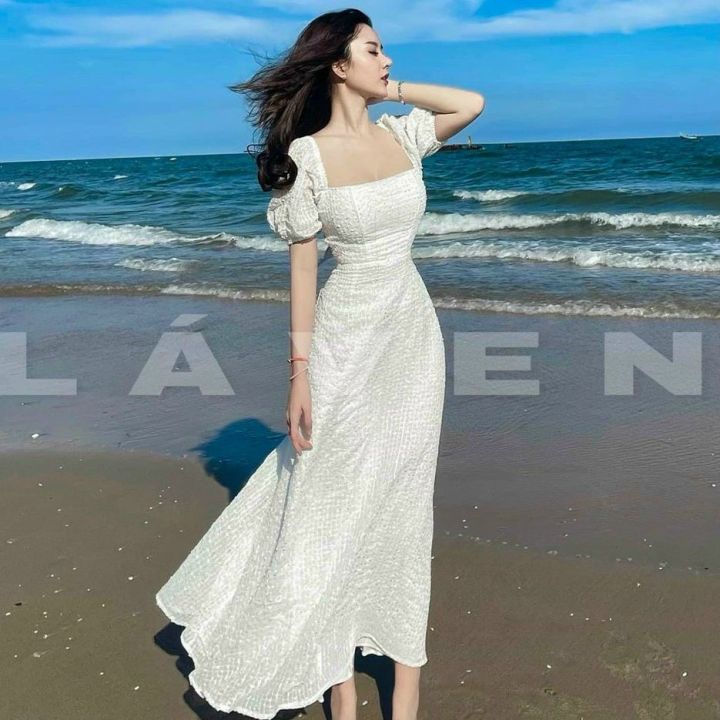 Váy đi biển 2022 ngắn tay vải voan đẹp kín đáo  Lami Shop