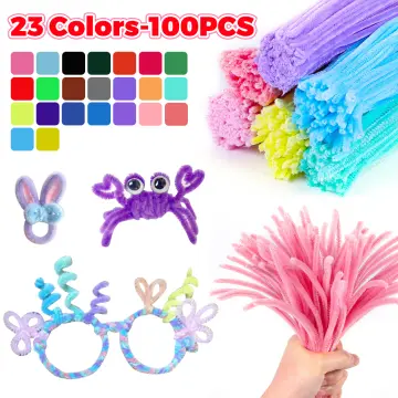 Craft Supplies Set: Macaron Colored Pipe Cleaners & Pom Poms