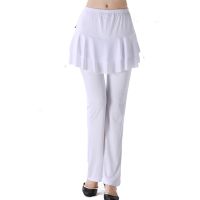 กางเกงกางเกงผูกเอวหญิงหน้าท้องสำหรับผู้หญิงกางเกงเต้นระบำหน้าท้องสีขาว Celana Training กางเกงเต้นรำกระโปรงชนเผ่า
