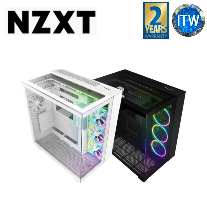  NZXT H9 Elite Dual-Chamber ATX Mid-Tower PC Gaming Case –  Includes 3 x 120mm F120 RGB Duo Fans with Controller– Glass Front, Top &  Side Panels 360mm Radiator Support Cable Management