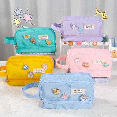 【CC】♨◊☼  5-layer Large Capacity Kawaii Handle for Students Desk Makeup Organizer Supplies School Office Stationary