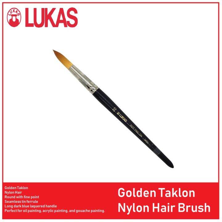 LUKAS Golden Taklon Nylon Hair Brush for Oil and Acrylic Painting