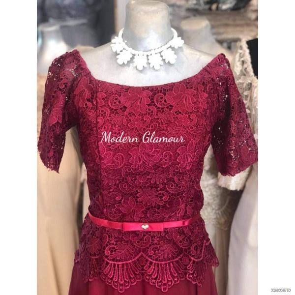 【COD】 Elegant Maroon Formal Dress Principal Sponsor Mother of the Bride ...