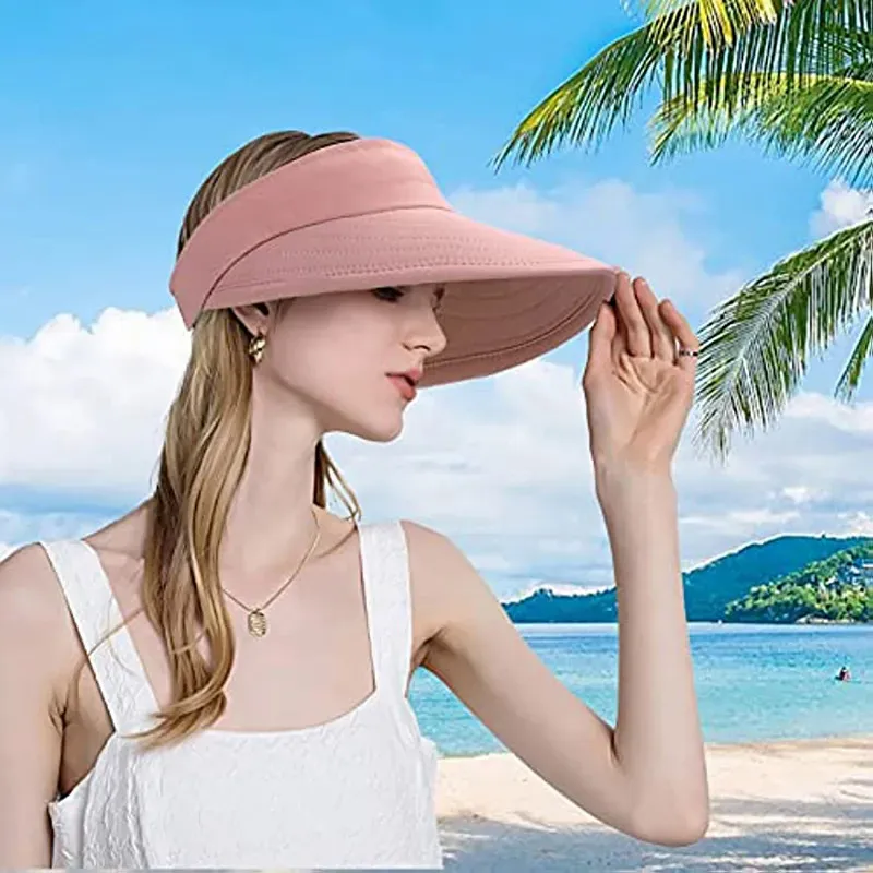 Sun Hats for Women UV Protection Wide Brim 2 in 1 Zip-Off Visor Summer Beach