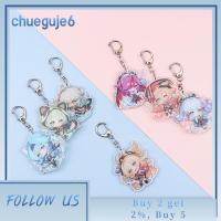 CHUEGUJE6ของขวัญแฟนตลกญี่ปุ่นแฟชั่นอะนิเมะจี้ประดับอุปกรณ์เสริมพวงกุญแจอะคริลิค Genshin พวงกุญแจผลกระทบ Genshin พวงกุญแจรถที่ใส่กุญแจ