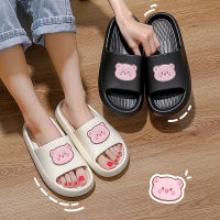 Women Men Summer Slippers Sandals Beach Slides Flip Flops Cartoon Animals Pig Thick Soled Boys Girls Uni Bathroom Shoes