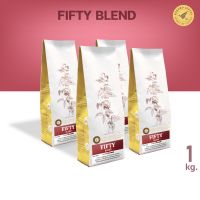 Fifty Fifty Blend [Medium Roast] เมล็ดกาแฟคั่วสด กาแฟเบลนด์ คั่วกลาง ชงร้อน ชงเย็น 1 kg. kokoro coffee เมล็ดกาแฟพรีเมียม